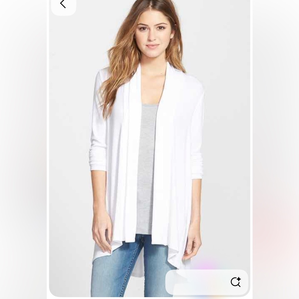 Bobeau High/Low Jersey Cardigan XS White EUC